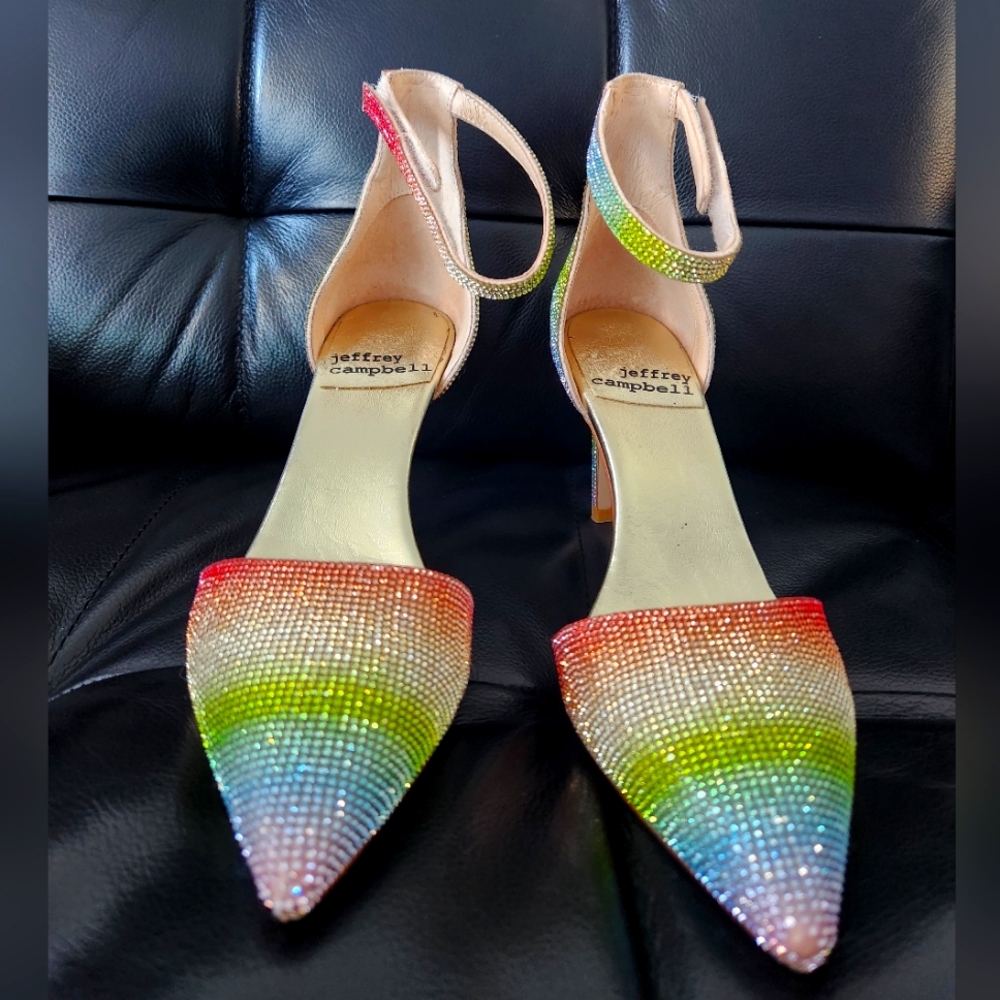 Jeffrey Campbell Soltair Rainbow Crystal Heels